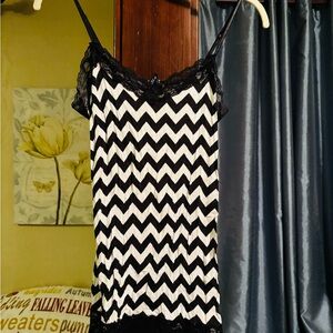 Rue21 Black and White Zigzag Lace Cami